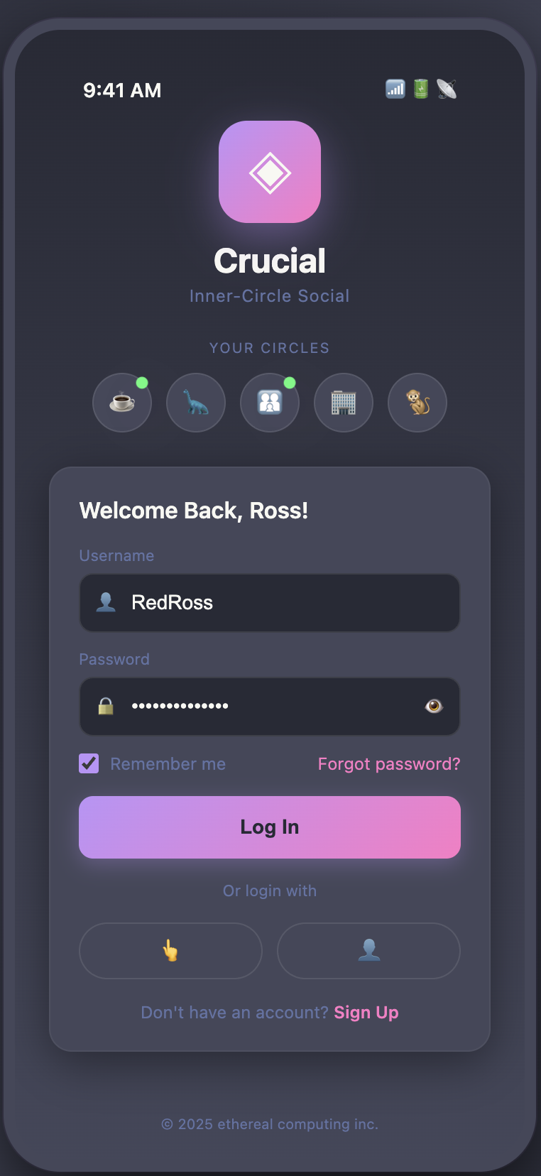 Crucial Login Experience - Your Inner Circles